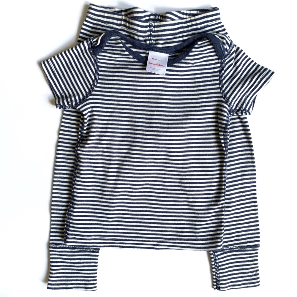 Hanna Andersson matching set in navy & white stripe